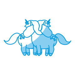 cute unicorn animal fantasy horse horn lovely vector illustration