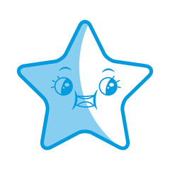 kawaii cute star caricature facial expression design vector illustration