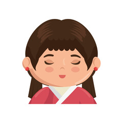 Cute japanese girl cartoon icon vector illustration graphic design