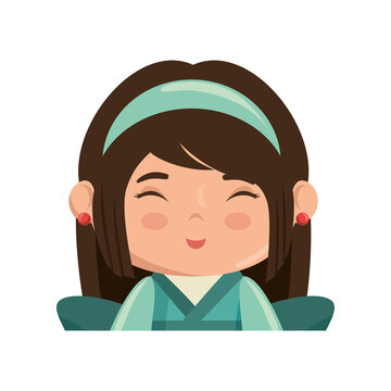 Cute japanese girl cartoon icon vector illustration graphic design