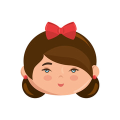 Cute japanese girl face cartoon icon vector illustration graphic design