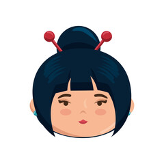 Cute japanese girl face cartoon icon vector illustration graphic design