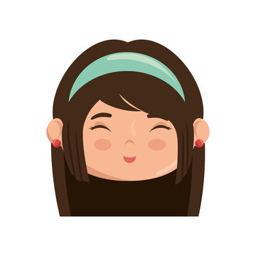Cute japanese girl face cartoon icon vector illustration graphic design