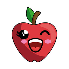 Obraz premium kawaii apple icon over white background. vector illustration