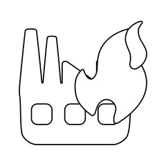 line emergency factory burnt and danger disaster vector illustration
