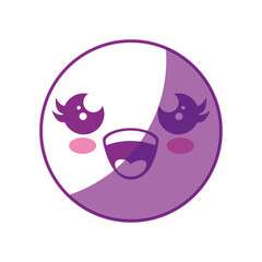 kawaii happy face icon over white background. vector illustration
