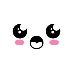 kawaii surprised face icon over white background. vector illustration