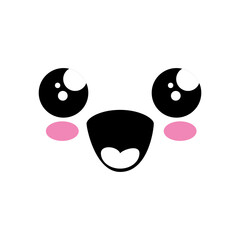 kawaii happy face icon over white background. vector illustration