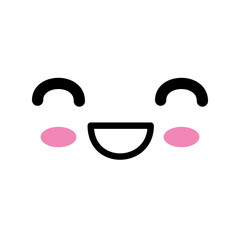 kawaii happy face icon over white background. vector illustration