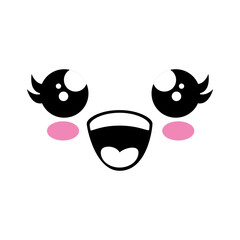 kawaii happy face icon over white background. vector illustration