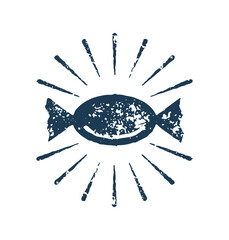 Sweet candy grunge stamp icon. Fast food restaurant menu element, dessert vector illustration isolated on white background.