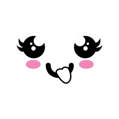 kawaii happy face icon over white background. vector illustration