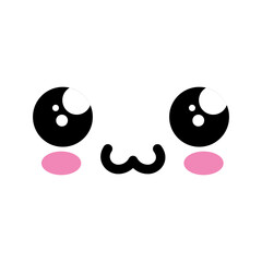 kawaii happy face icon over white background. vector illustration