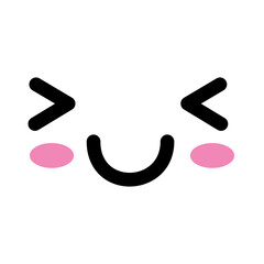 kawaii happy face icon over white background. vector illustration