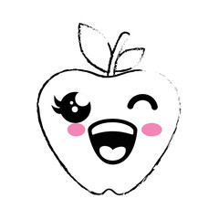 kawaii apple icon over white background. vector illustration