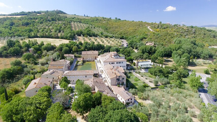 Fototapeta na wymiar Amazing aerial view of Bagno Vignoni, Tuscany - Italy