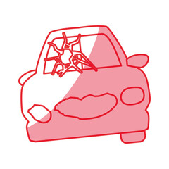 silhouette crash car and dangerous automobile accident vector illustration