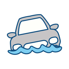 flooded car for danger weather vector illustration