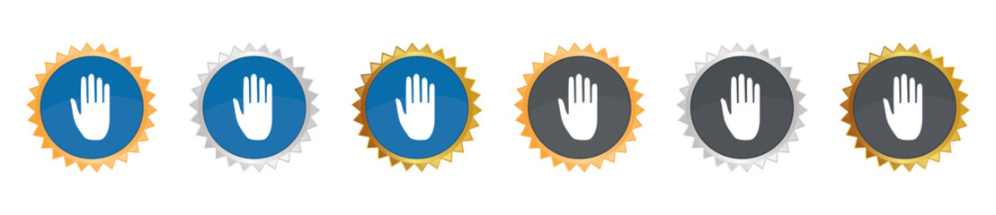 Handfläche - Stopp - Gezacktes Button-Set