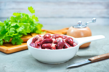 raw chicken hearts
