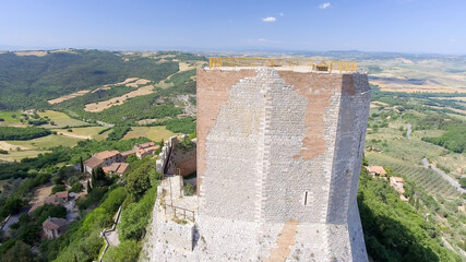 Fototapeta premium Beautiful aerial view of Castiglione D'Orcia, small medieval town of Tuscany - Italy
