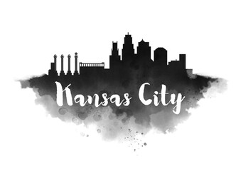 Watercolor Kansas City Skyline