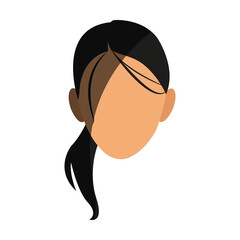 silhouette face girl cartoon icon vector illustration design graphic