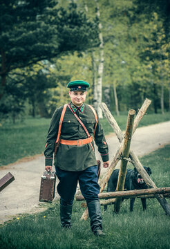 Soviet officer of the Border Service of the Second World War. Military-historical reenactment.