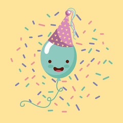 happy birthday kawaii ballons icon vector design graphic illustration