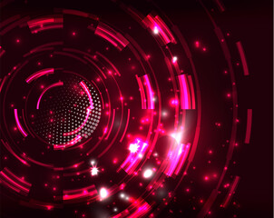 Neon circles abstract background