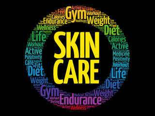 Fototapeta na wymiar Skin care word cloud collage, health concept background