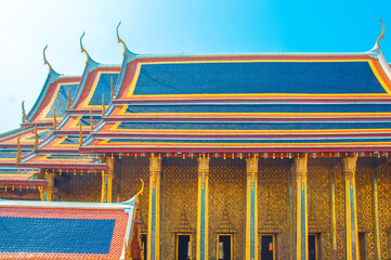 Wat Phra Kaew, Temple of the Emerald Buddha at Royal Grand Palace   Bangkok, Asia Thailand.