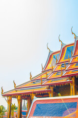 Fototapeta na wymiar Wat Phra Kaew, Temple of the Emerald Buddha at Royal Grand Palace Bangkok, Asia Thailand.