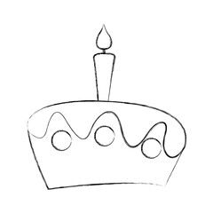 delicious cake with candle celebration icon vector illustration design