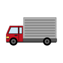color image cartoon realistic transport truck with wagon and wheels vector illustration