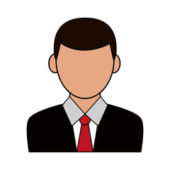 color silhouette cartoon half body faceless man with necktie vector illustration