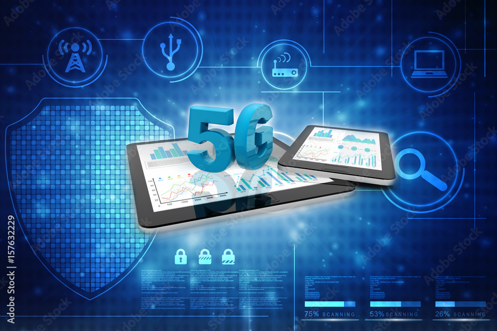 Poster 3d rendering 5g network 5g connection with data