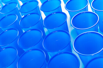 blue disposable plastic glasses