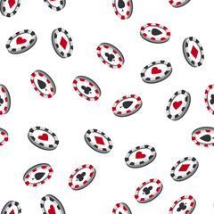 Seamless pattern background with contoured casino chips