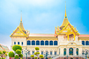 Fototapeta premium The Main Hall of Royal Grand Palace at Wat Phra Kaew, Grand Palace, Bangkok, Thailand.