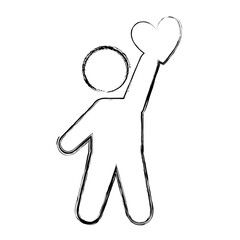human figure lifting heart silhouette icon vector illustration design