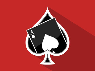 Fototapeta premium Ace Of Spades Icon Flat Red Background Vector