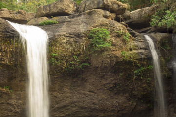 waterfall with stone