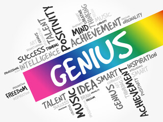 Genius word cloud collage, creative business concept background