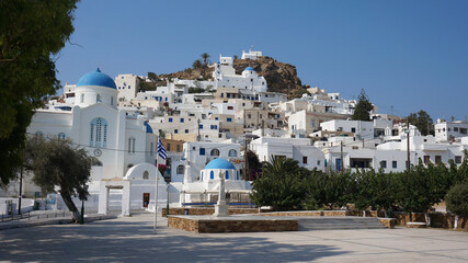Naklejka premium Photo of picturesque island of Ios on a summer morning, Cyclades, Greece