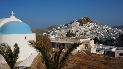 Naklejka premium Photo of picturesque island of Ios on a summer morning, Cyclades, Greece