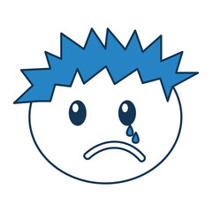 head boy crying expression vector illustration design
