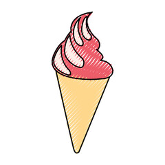 Delicious ice cream cone vector illustration design