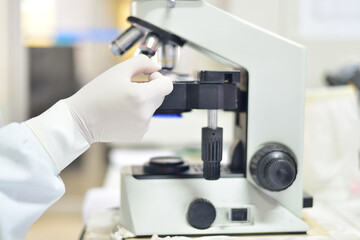 Microscope in laboratory