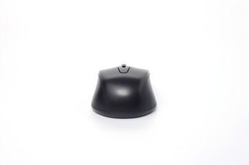 Obraz premium wireless black computer mouse on white background